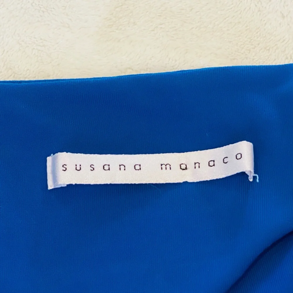 Susana Monaco Royal Bright Blue Fit Flare Milkmaid Ruched Tank Slip Dress - Picture 3 of 5